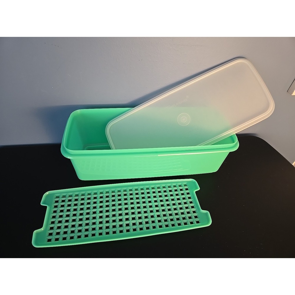 Vintage TUPPERWARE Jadeite Green Bread Celery Veggie Box Storage #782 & Lid #784